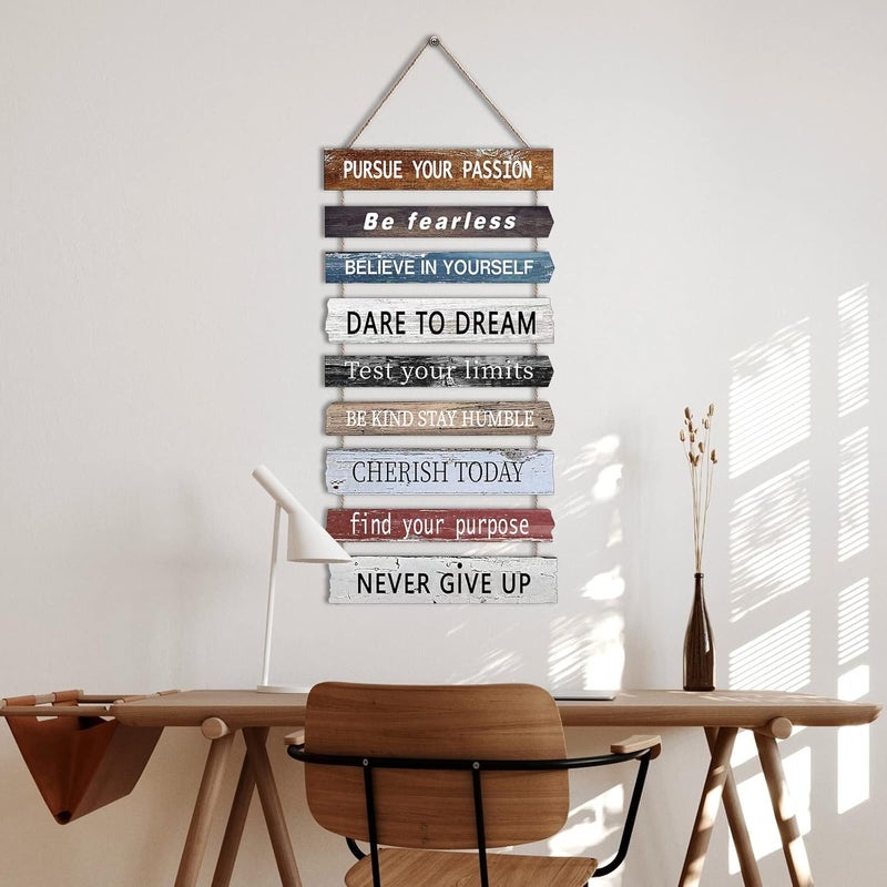 Joyhawk Motivational Wall Art Decor with Positive Quotes, Inspirational Wall Art Room Decor for Teen Girls Women, Rustic Wall Hanging Plaque Sign for Home Office Living Room Bathroom - 12x24 inch - Image 1